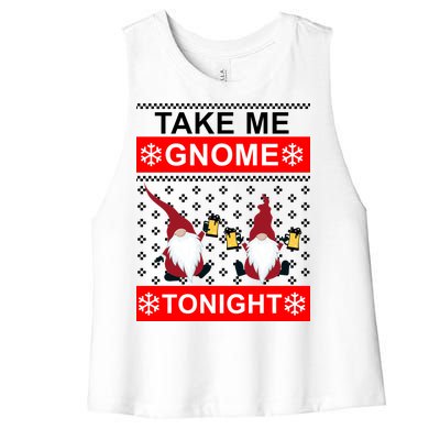 Take Me Gnome Tonight Ugly Christmas Women's Racerback Cropped Tank