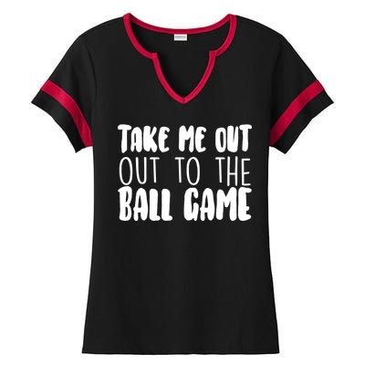 Take Me Out To The Ball Game Ladies Halftime Notch Neck Tee