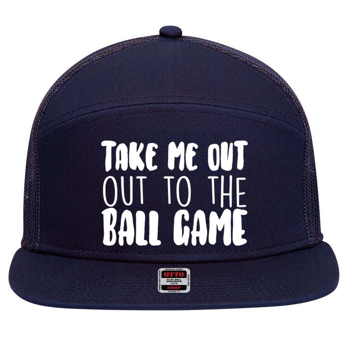 Take Me Out To The Ball Game 7 Panel Mesh Trucker Snapback Hat