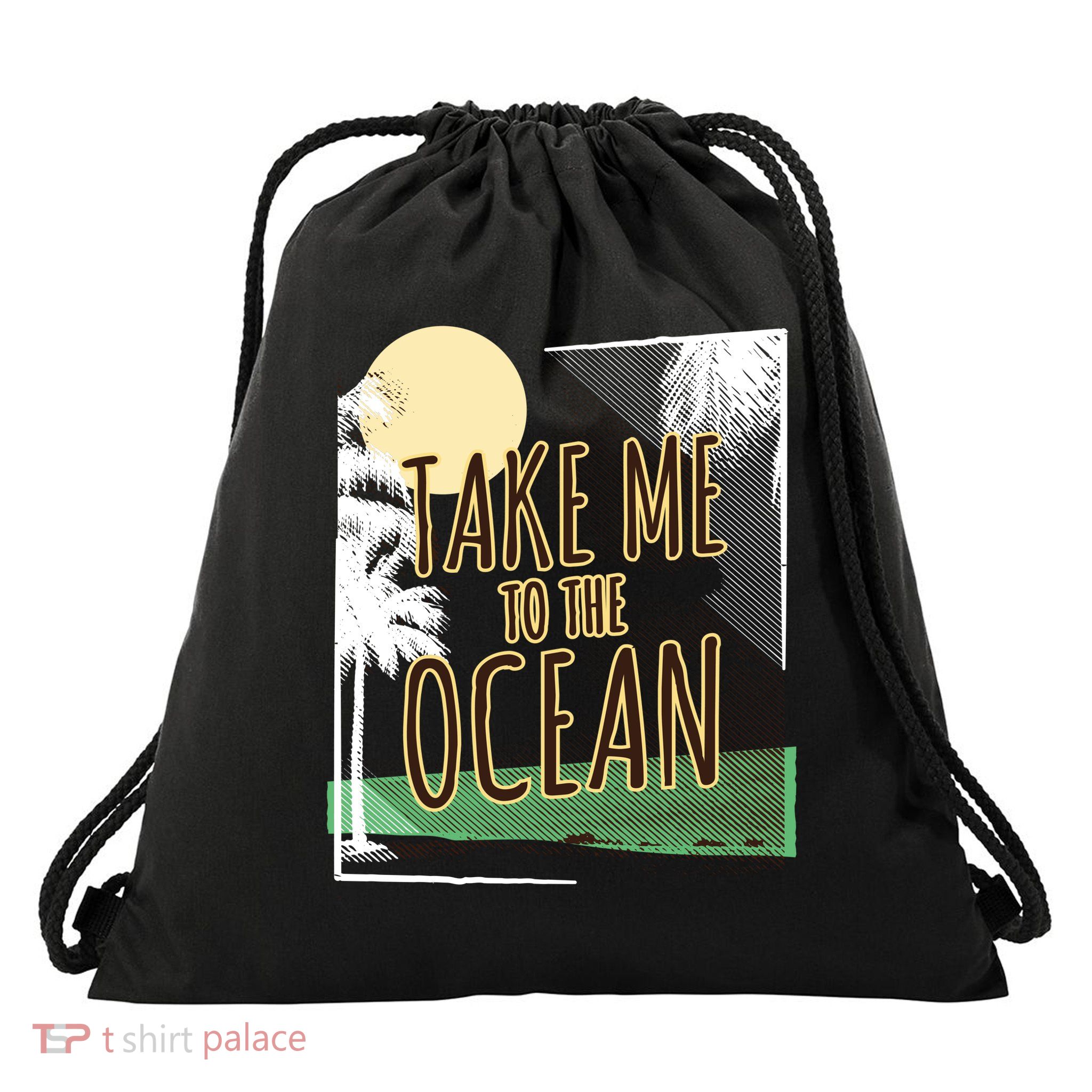 Take Me To The Ocean Drawstring Bag