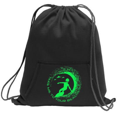 Take Me To Your Beaches Alien Sweatshirt Cinch Pack Bag