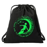 Take Me To Your Beaches Alien Drawstring Bag