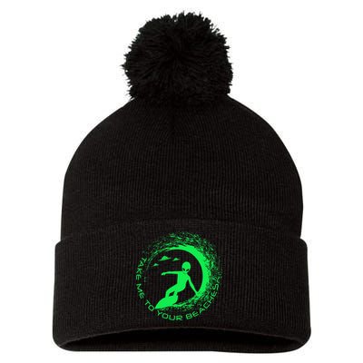 Take Me To Your Beaches Alien Pom Pom 12in Knit Beanie