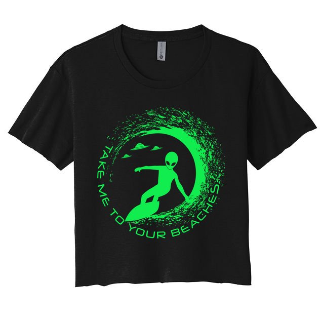 Take Me To Your Beaches Alien Crop Top