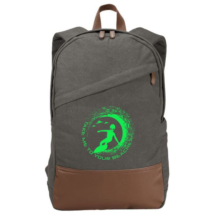 Take Me To Your Beaches Alien Cotton Canvas Backpack