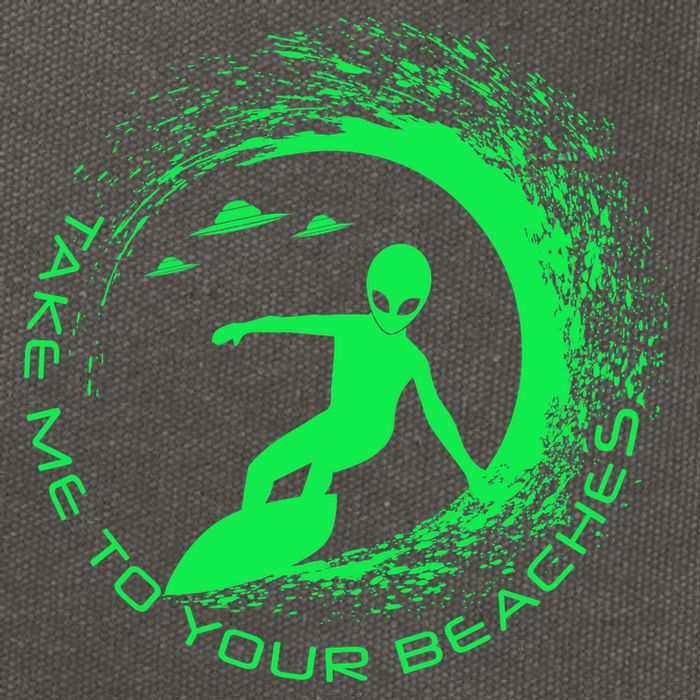 Take Me To Your Beaches Alien Cotton Canvas Backpack