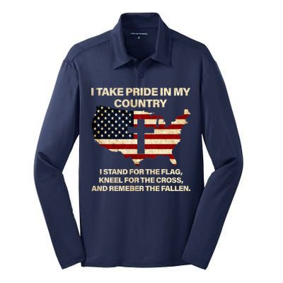 Take Pride In My Country Silk Touch Performance Long Sleeve Polo