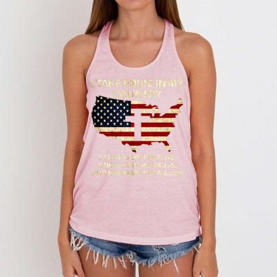 Take Pride In My Country Women's Knotted Racerback Tank