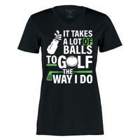 Takes A Lot Of Balls To Golf The Way I Do Women's Momentum V-Neck T-Shirt