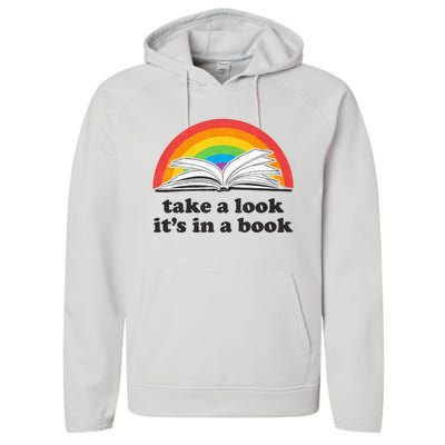 Take A Look Its In A Book Retro Inspired Reading Rainbow Performance Fleece Hoodie