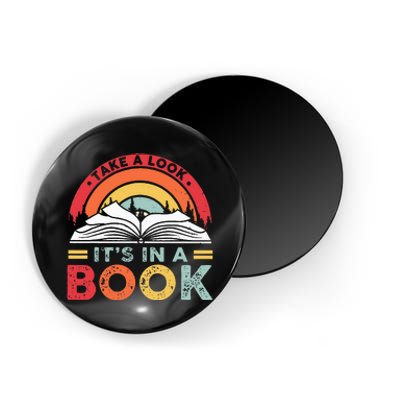 Take A Look Its In A Book Reading Vintage Retro Rainbow Magnet