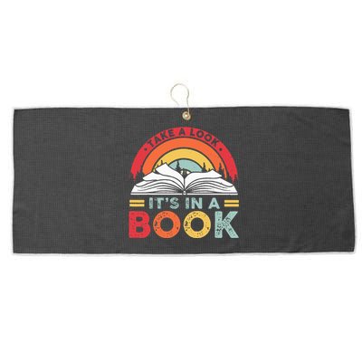 Take A Look Its In A Book Reading Vintage Retro Rainbow Large Microfiber Waffle Golf Towel