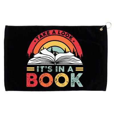 Take A Look Its In A Book Reading Vintage Retro Rainbow Grommeted Golf Towel