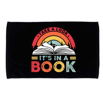 Take A Look Its In A Book Reading Vintage Retro Rainbow Microfiber Hand Towel