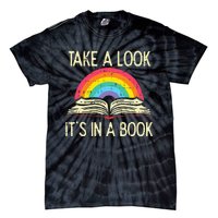 Take A Look Its In A Book Vintage Reading Bookworm Librarian Tie-Dye T-Shirt