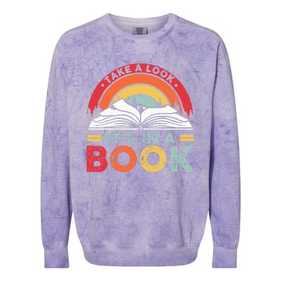 Take A Look ItS In A Book Reading Vintage Colorblast Crewneck Sweatshirt