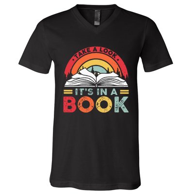 Take A Look ItS In A Book Reading Vintage V-Neck T-Shirt