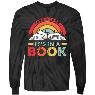 Take A Look ItS In A Book Reading Vintage Tie-Dye Long Sleeve Shirt