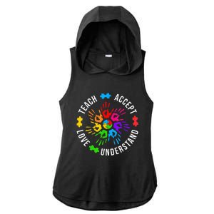 Teach Accept Love Understand Wo Teacher Autism Awareness Ladies PosiCharge Tri-Blend Wicking Draft Hoodie Tank