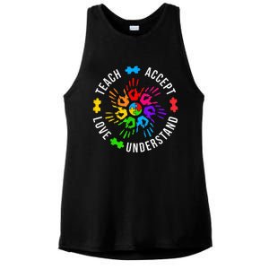 Teach Accept Love Understand Wo Teacher Autism Awareness Ladies PosiCharge Tri-Blend Wicking Tank