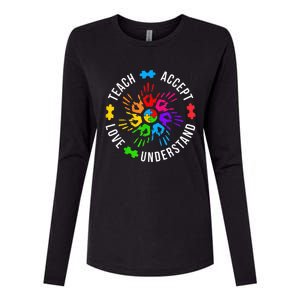 Teach Accept Love Understand Wo Teacher Autism Awareness Womens Cotton Relaxed Long Sleeve T-Shirt