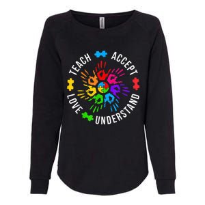 Teach Accept Love Understand Wo Teacher Autism Awareness Womens California Wash Sweatshirt