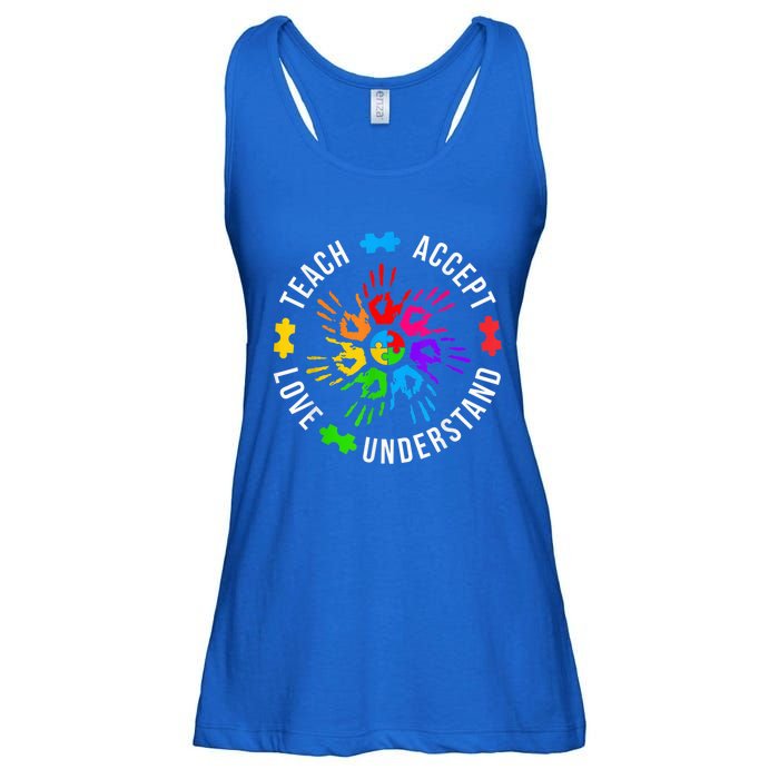 Teach Accept Love Understand Wo Teacher Autism Awareness Ladies Essential Flowy Tank