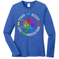 Teach Accept Love Understand Wo Teacher Autism Awareness Ladies Long Sleeve Shirt