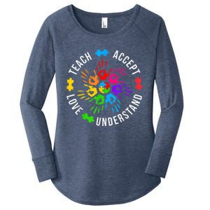 Teach Accept Love Understand Wo Teacher Autism Awareness Women's Perfect Tri Tunic Long Sleeve Shirt