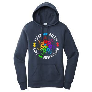 Teach Accept Love Understand Wo Teacher Autism Awareness Women's Pullover Hoodie