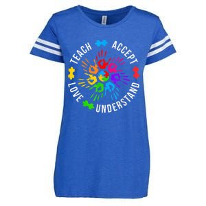 Teach Accept Love Understand Wo Teacher Autism Awareness Enza Ladies Jersey Football T-Shirt