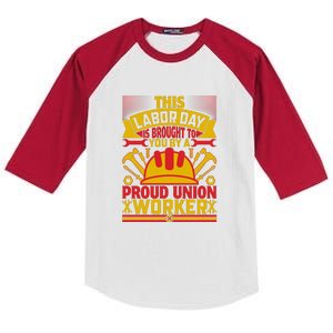 This A Labor Day A Proud Union Worker Gift Kids Colorblock Raglan Jersey