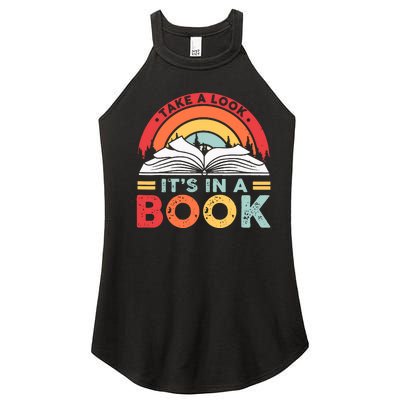 Take A Look Its In A Book Retro Reading Rainbow Books Book Lover Women’s Perfect Tri Rocker Tank