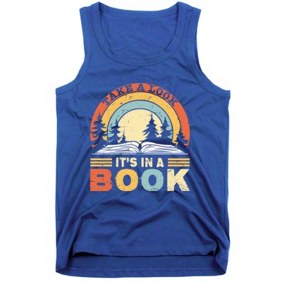 Take A Look ItS In A Book Reading Vintage Retro Rainbow Cute Gift Tank Top