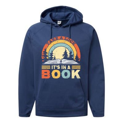 Take A Look ItS In A Book Reading Vintage Retro Rainbow Cute Gift Performance Fleece Hoodie