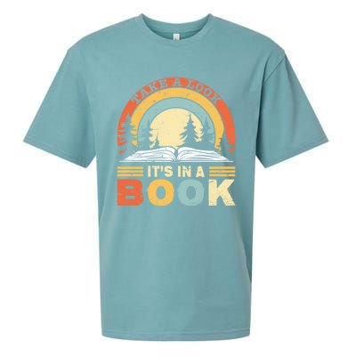 Take A Look ItS In A Book Reading Vintage Retro Rainbow Cute Gift Sueded Cloud Jersey T-Shirt