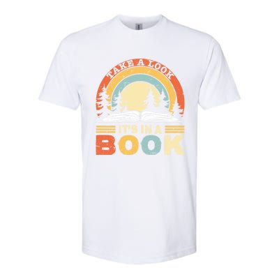 Take A Look ItS In A Book Reading Vintage Retro Rainbow Cute Gift Softstyle CVC T-Shirt