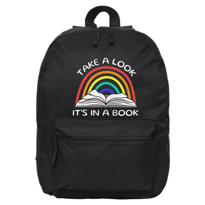 Take A Look Its In A Book Reading Vintage Rainbow 16 in Basic Backpack
