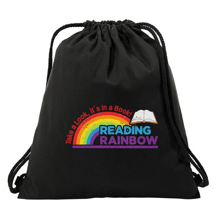 Take A Look ItS In A Book Reading Book Drawstring Bag