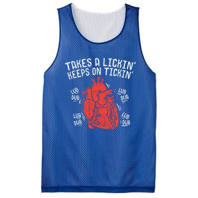 Takes A Lickin' Keeps On Tickin' For Open Heart Surgery Gift Mesh Reversible Basketball Jersey Tank