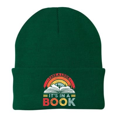 Take A Look Its In A Book Vintage Reading Bookworm Librarian Knit Cap Winter Beanie