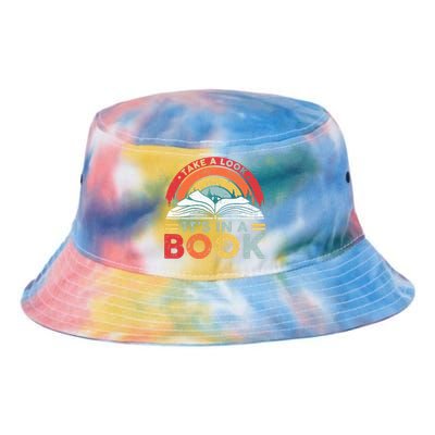 Take A Look Its In A Book Vintage Reading Bookworm Librarian Tie Dye Newport Bucket Hat