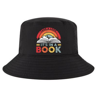 Take A Look Its In A Book Vintage Reading Bookworm Librarian Cool Comfort Performance Bucket Hat