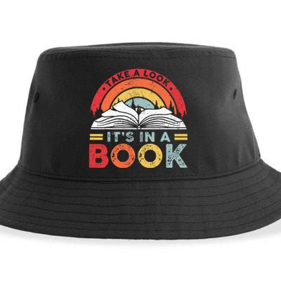 Take A Look Its In A Book Vintage Reading Bookworm Librarian Sustainable Bucket Hat