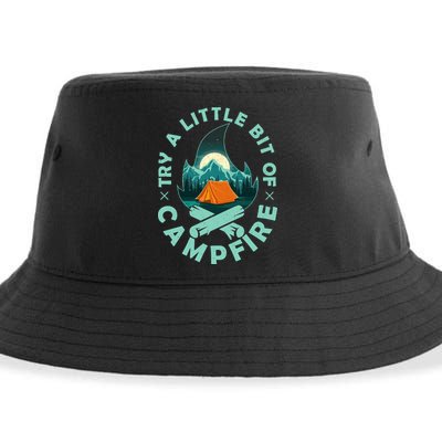 Try A Little Bit Of Campfire Camping Lover Sustainable Bucket Hat