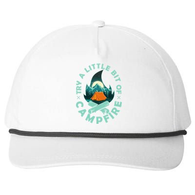 Try A Little Bit Of Campfire Camping Lover Snapback Five-Panel Rope Hat