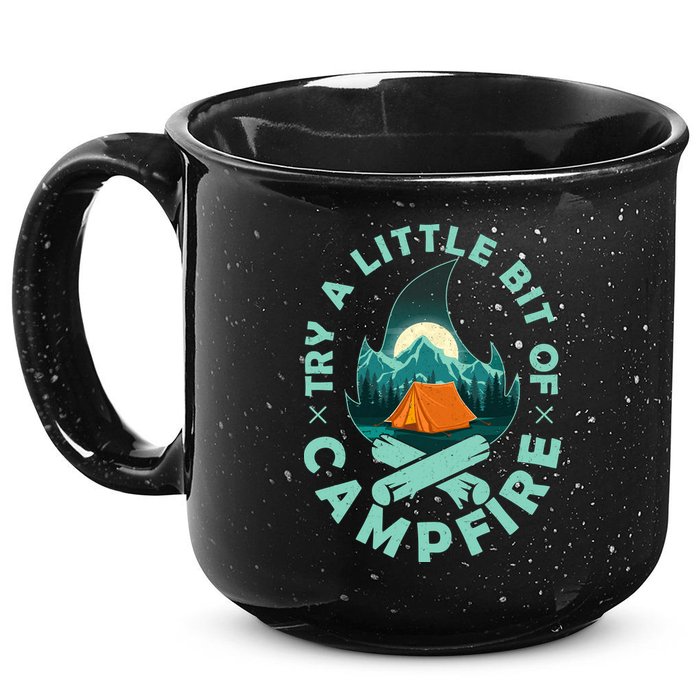 Try A Little Bit Of Campfire Camping Lover 15oz Campfire Ceramic Mug