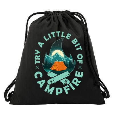 Try A Little Bit Of Campfire Camping Lover Drawstring Bag