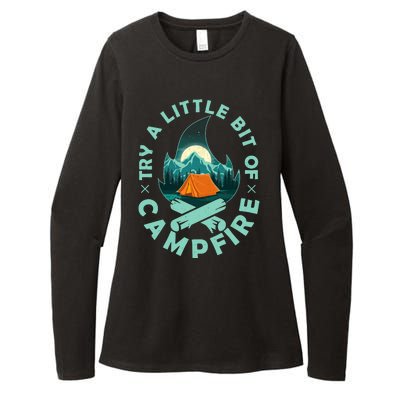 Try A Little Bit Of Campfire Camping Lover Womens CVC Long Sleeve Shirt