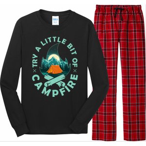 Try A Little Bit Of Campfire Camping Lover Long Sleeve Pajama Set